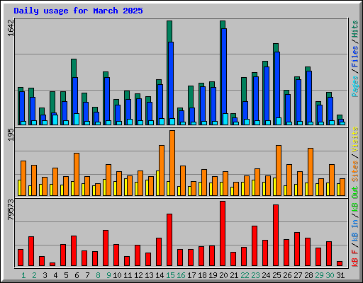 Daily usage for March 2025