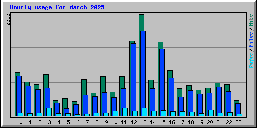 Hourly usage for March 2025